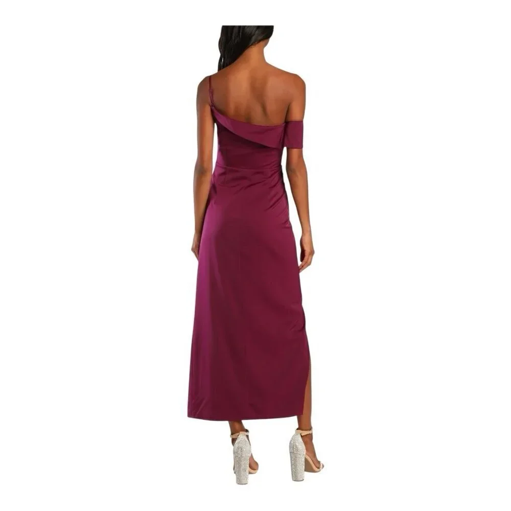 Lulus Showing Off A Little Magenta Asymmetrical Tulip Midi Dress XS Formal NWT - Picture 2 of 15